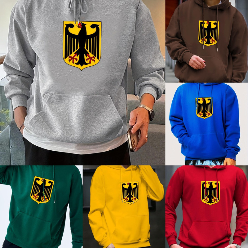 Men's Plus Size Mexican Flag Eagle Print Hooded Sweatshirt