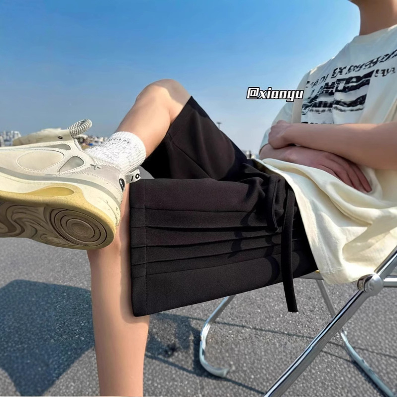 Pleated Design Sense Casual Five-point Pants High-street Puppies Handsome Sports Shorts Men's Summer Loose Trendy Brand Basketball Pants Shorts