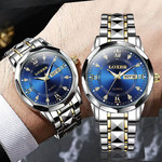 男士手表厂家石英精钢商务双日历手表土豪介金表非机械表防