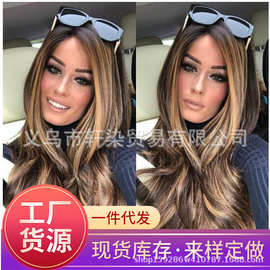 跨境欧美假发  亚马逊新款 玫瑰网wig长卷发女大波浪现货工厂批发