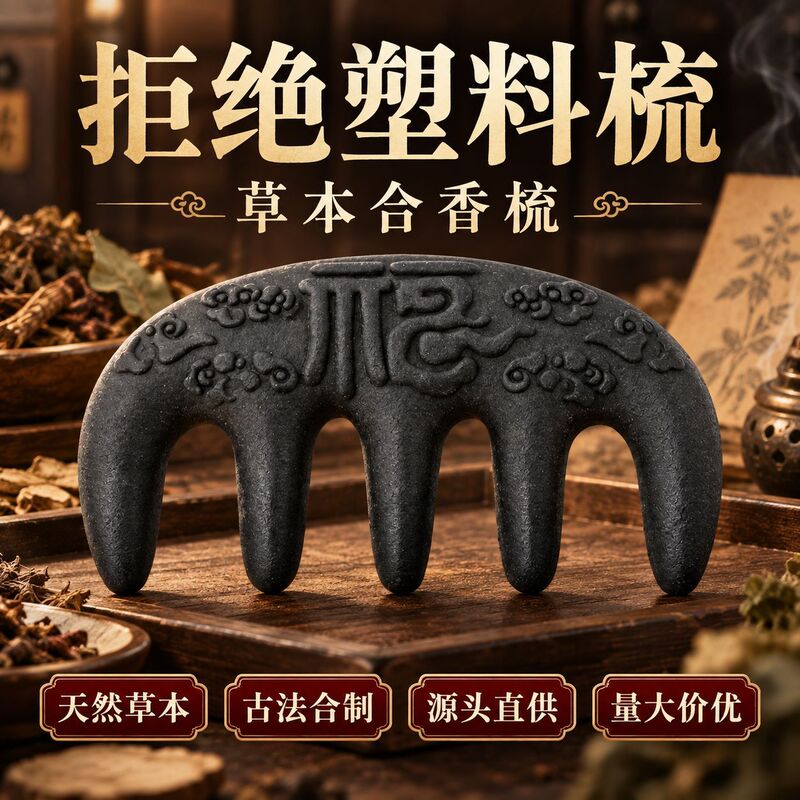 Polygonum multiflorum natural herbal comb, a traditional Chinese medicine comb for hair care, featuring meridian massage and high-quality craftsmanship, a popular live-streaming product Polygonum multiflorum natural herbal comb, a traditional Chinese medicine comb for hair care, featuring meridian massage and high-quality craftsmanship, a popular live-streaming product