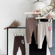 韩版婴儿冬装加绒打底裤秋季女宝宝坑条修身加厚保暖外穿百搭裤子
