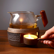 蜡烛煮茶炉底座日式粗陶温茶器蜡烛加热茶道底座古典炉茶托架子