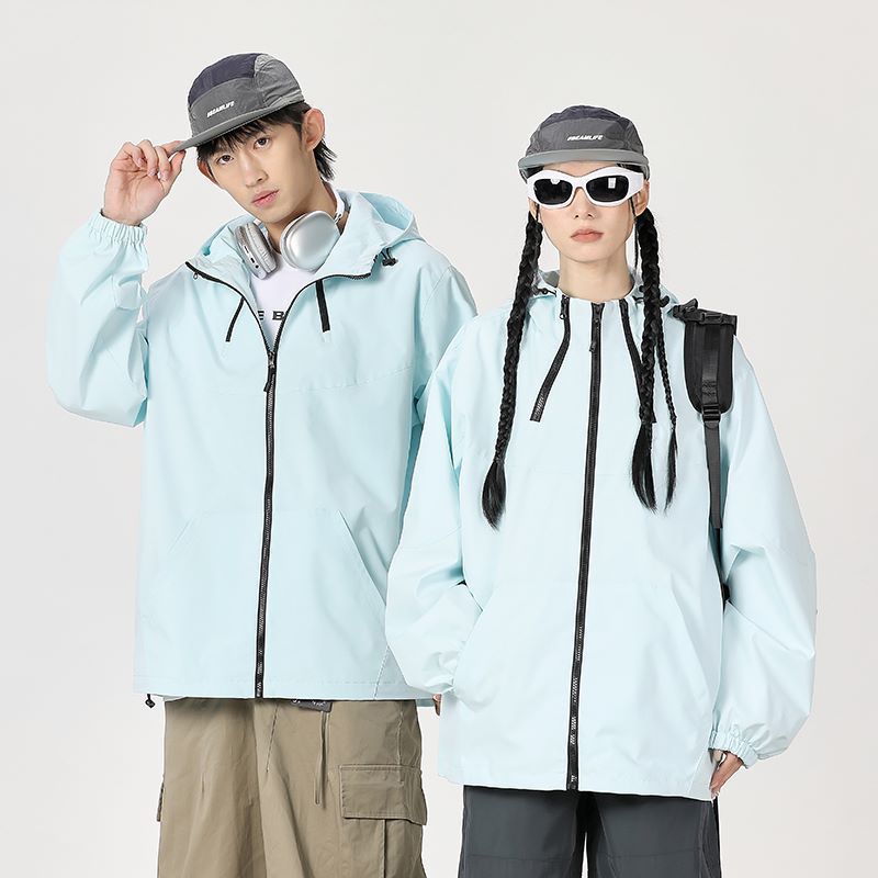 Autumn solid color windproof waterproof climbing jacket for men and…