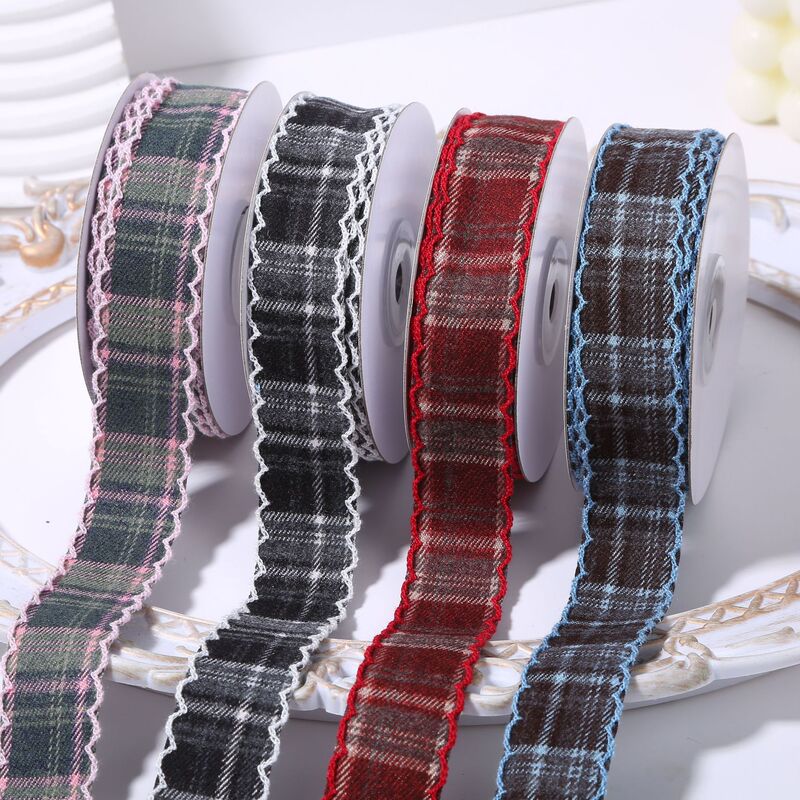 British Style Plaid Ribbon Cake Gift Packaging Ribbon Hair Accessories Hat Doll Plaid Ribbon Bow Accessories