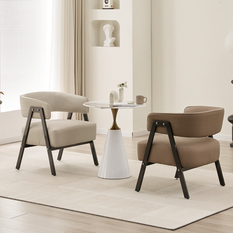 Sillón de estilo europeo, ligero y minimalista, para recepción de hotel, balcón, sala de estar, sillón individual de cuero resistente a arañazos de gatos.