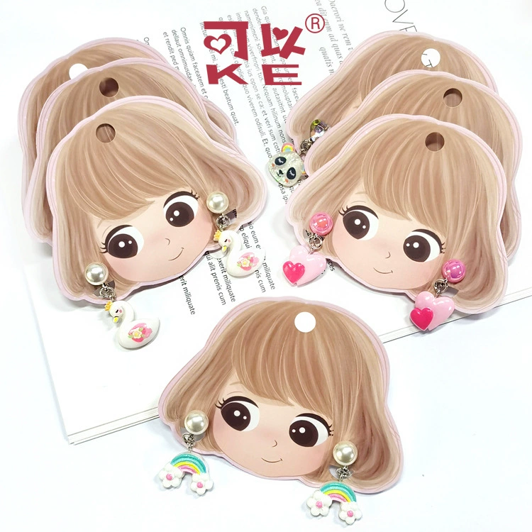 Children's cartoon earrings, ear clips, pendant, no pierced ears, flowered, wholesale
