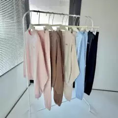 al* 2025 Spring Letter Logo Terry Crew-Neck Long-Sleeve Loose-Fit Couple Sweatshirt Solid Color Classic Versatile Yoga