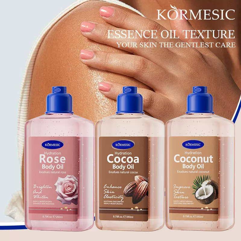 KORMESIC全英文椰子身体油Body oil按摩油护理跨境外贸厂家批发