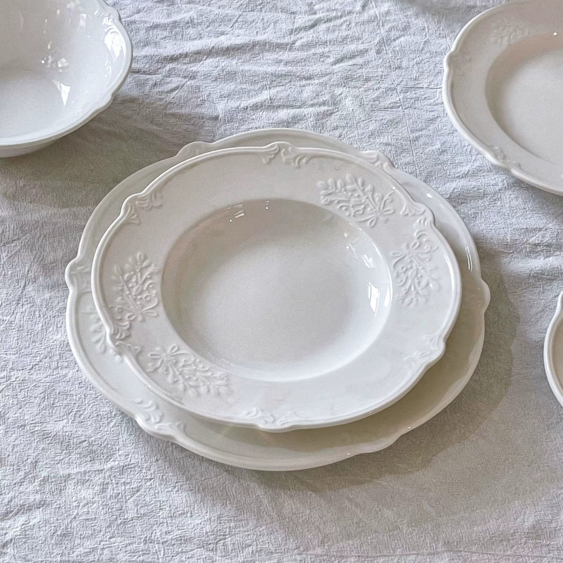 Тарелка Ceramic с французским рельефным узором ретро керамическая кайма тарелка десертная тарелка