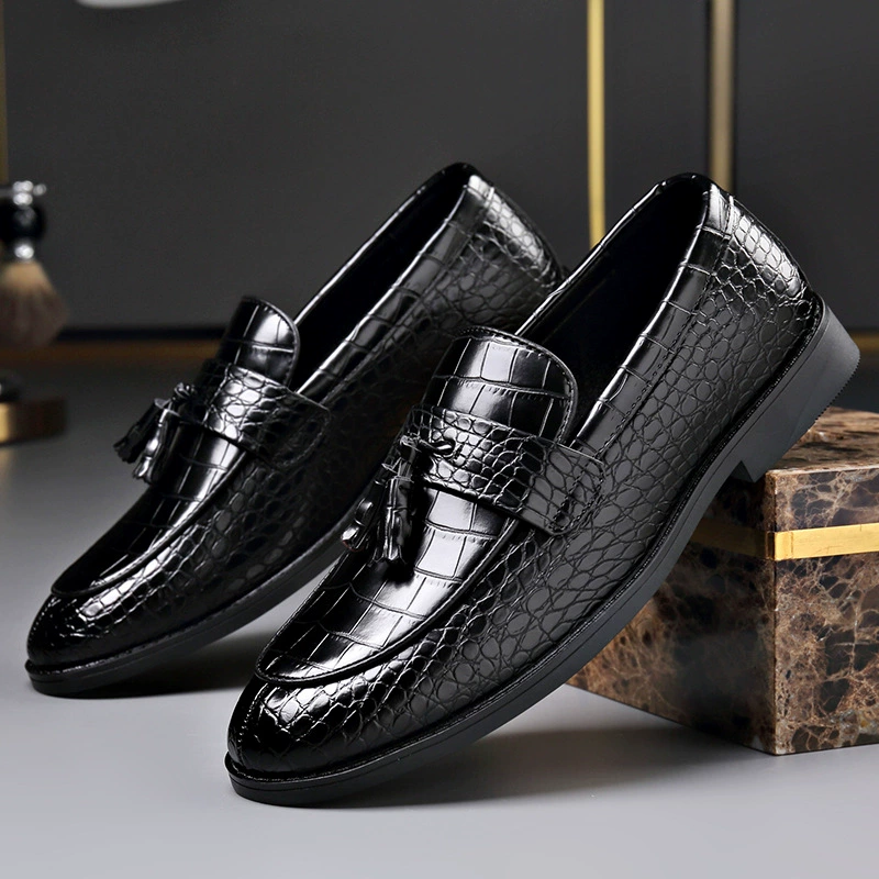 2025 новые бобы бизнес-обувь повседневная обувь из кожи крокодила мужская английская ножка специального размера мужская обувь большого размера