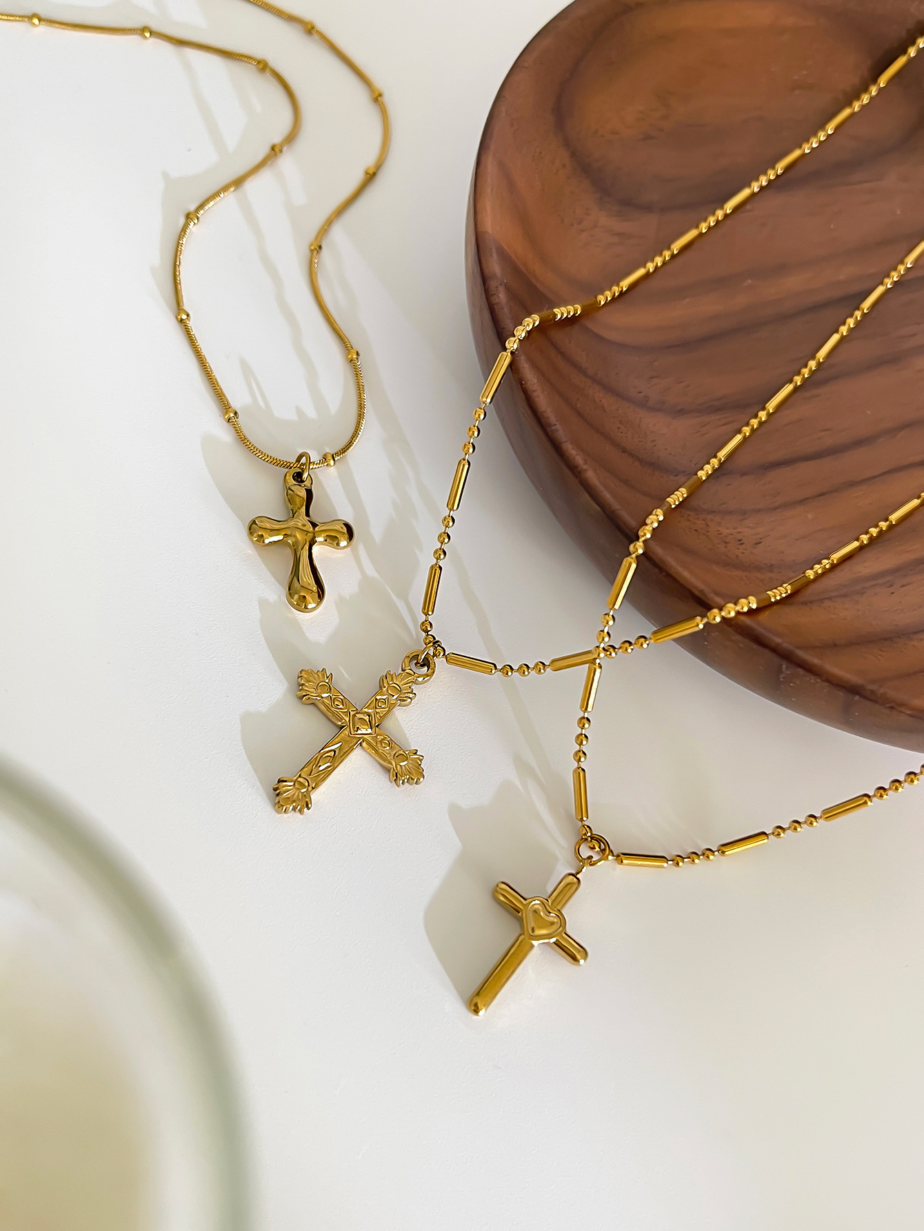 Titanium Steel Material Wholesale Jewelry Modern Style Classic Style Cross Titanium Steel Plating Pendant Necklace