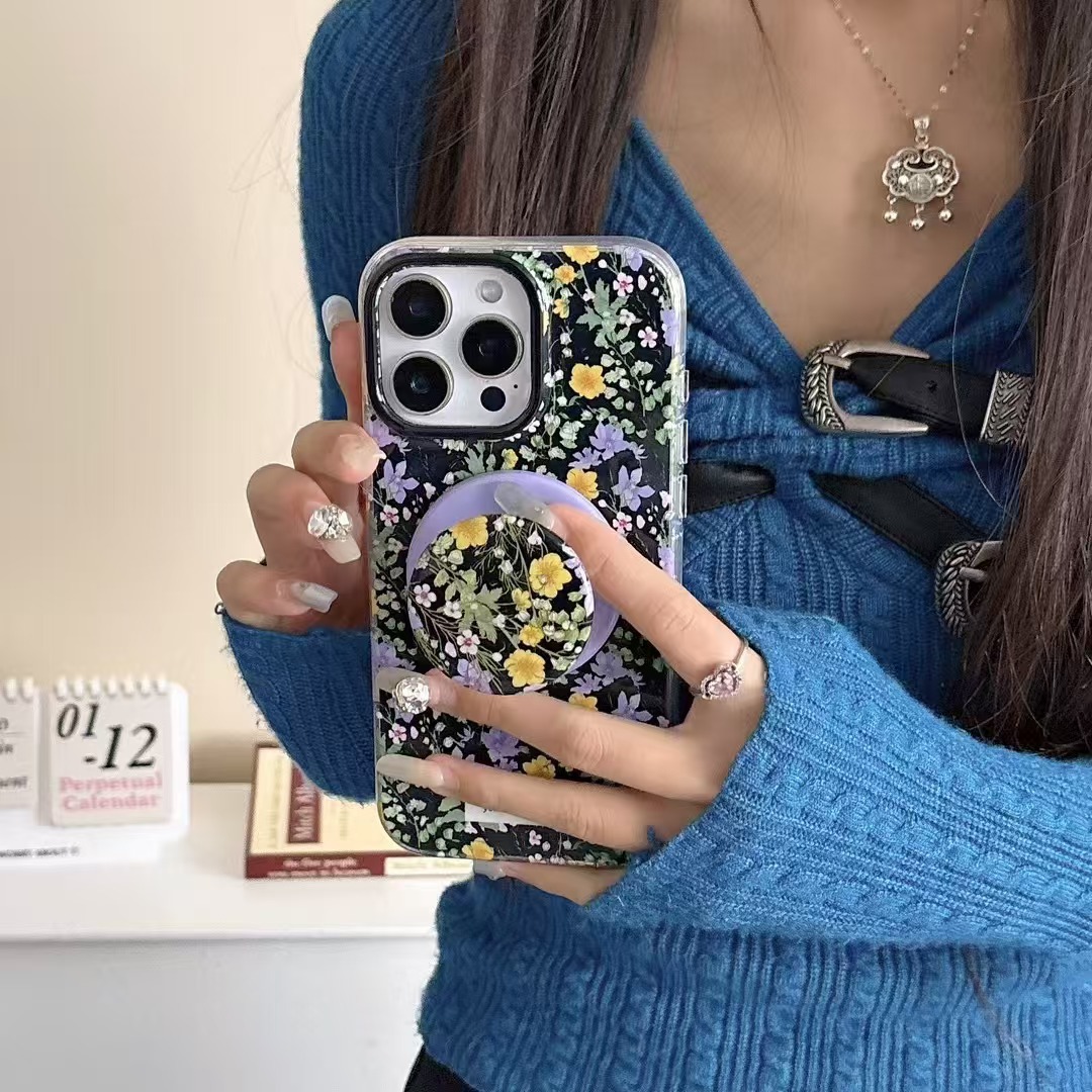 Flores de color frescas de verano para Apple 16ProMax funda para teléfono 15/14 Retro 15Pro Mujer 13 Nuevo