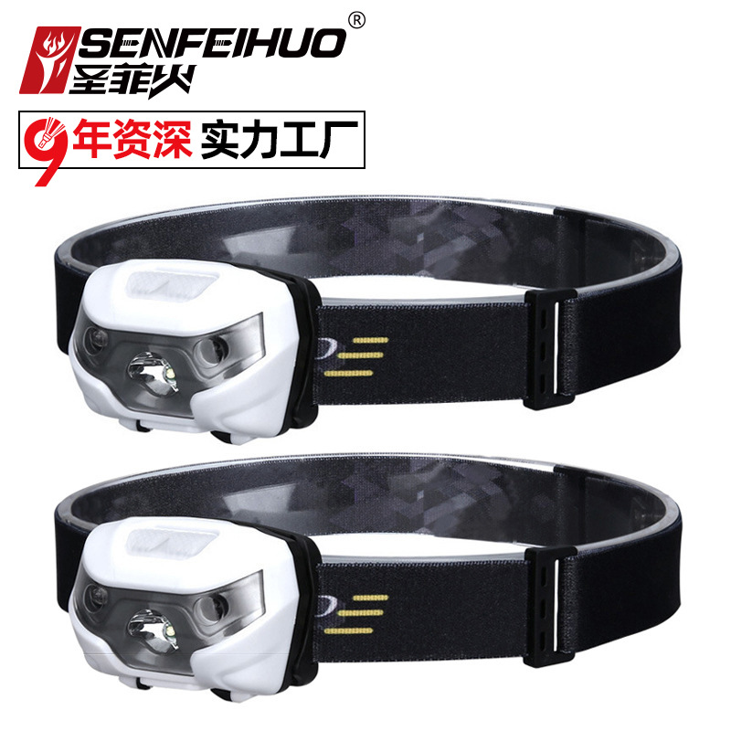 跨境款户外照明LED强光头灯夜钓USB充电跑步野营防水迷你感应灯