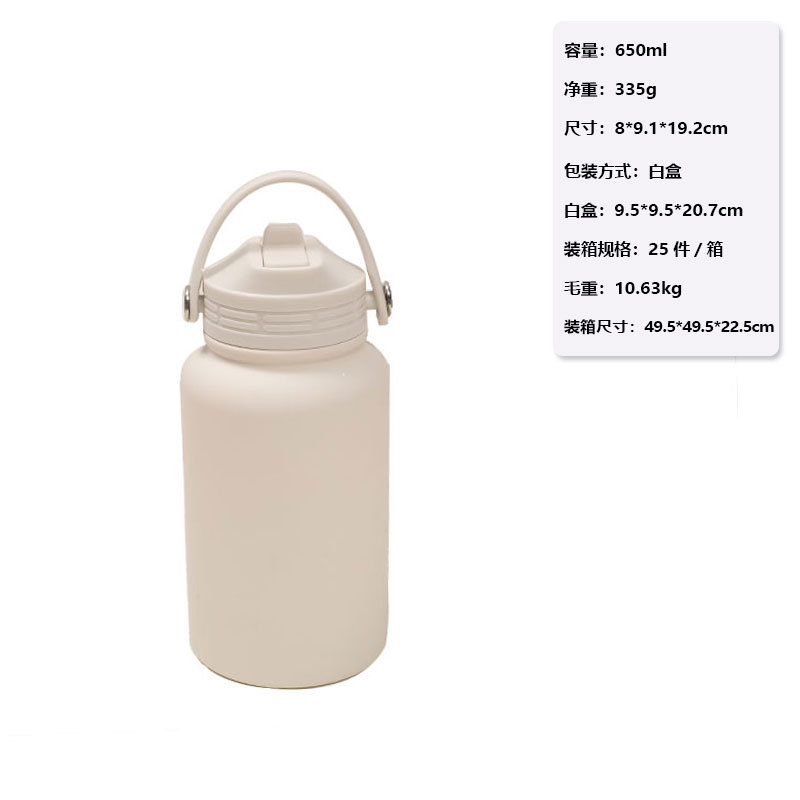 跨境新款650ml运动水壶 便携提手吸嘴水杯 不锈钢美式大口保温杯|undefined
