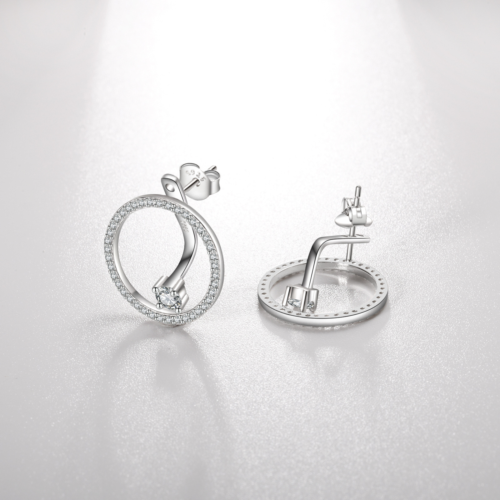 1 Paire Élégant Style Simple Géométrique Placage Argent Sterling Or Blanc Plaqué Boucles D'oreilles display picture 2