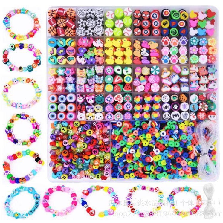 2480 Pieces Beads Friendship Bracelet Jewelry Bracelet Kit DIY Soft Pottery Set Beaded suit