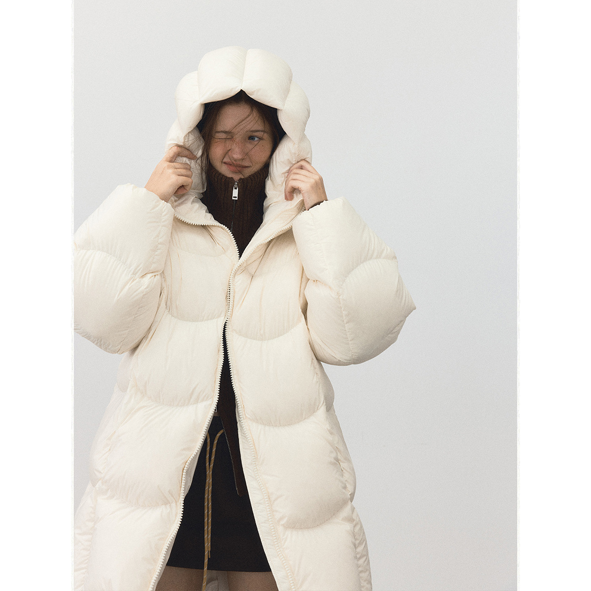 [Daihe] Winter New Hooded RDS Traceability New National Standard Cocoon Aerogel Medium and Long Down Jacket H7376