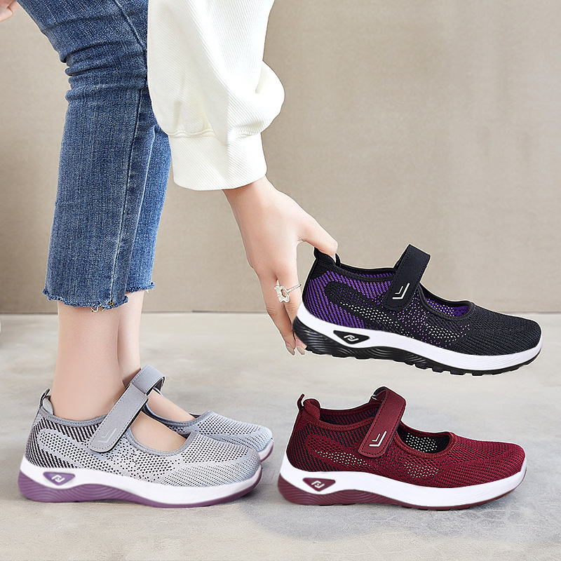 Zapatos verano mujer nuevo estilo transfronterizo temu venta al por mayor ligero boca baja velcro madre zapatos zapatos de mujer suela blanda no cansado
