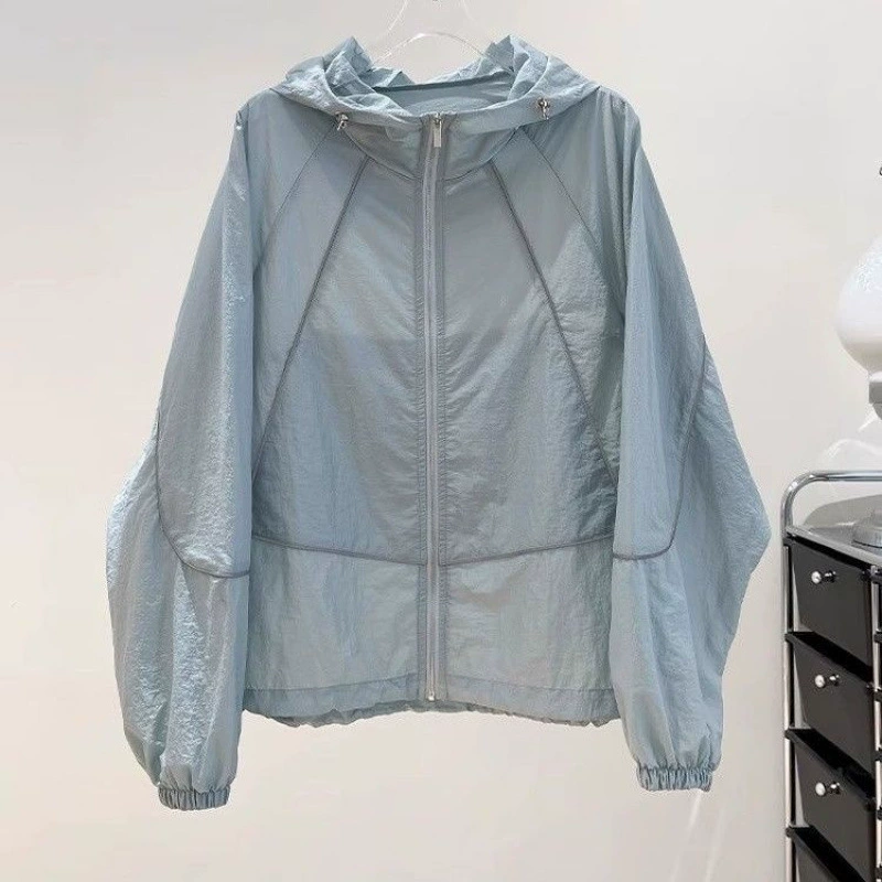 Куртка для защиты от солнца oversize, дышащая летняя кардиган-куртка с капюшоном