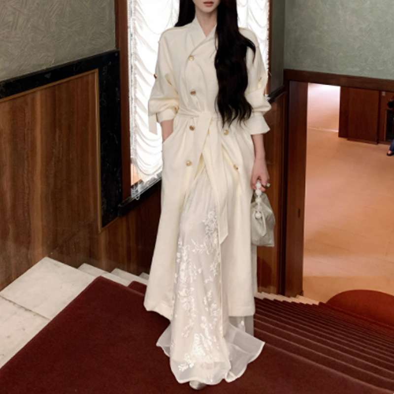 巨好看风衣女2025新款中长款外套高个子亚麻大衣早秋穿搭长袖女装|undefined