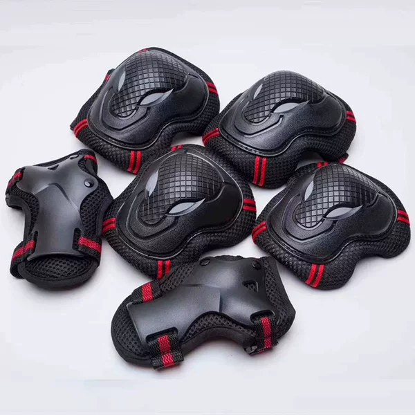 Children and Teenagers Skateboard Protective Gear, Boys and Girls Roller Skates, Cow Head Protective Gear, Six-Piece Set, Knee Pads, Elbow Pads, Palm Protectors