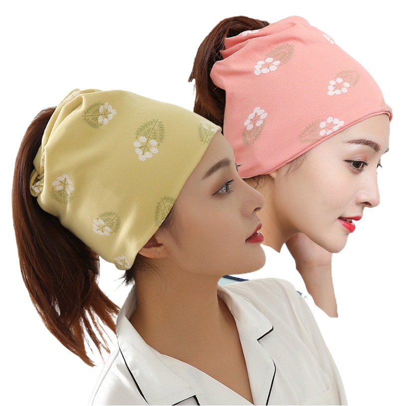 Factory wholesale four seasons available month hat scarf cotton soft breathable fashion pile hat pregnant women maternal hat