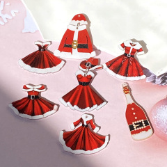 アクリルシャンパンサンタクロース服アクセサリーペンダントDIYクリスマスクリエイティブイヤリングキーホルダーアクセサリー