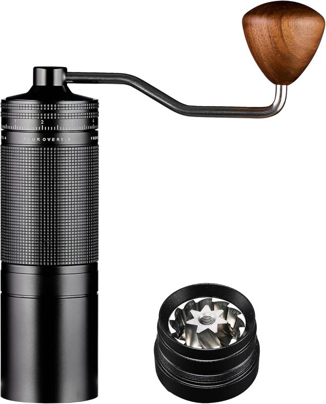 7-Star Stainless Steel Burr Manual Coffee Grinder, Manual Coffee Grinder for French Press, Mo