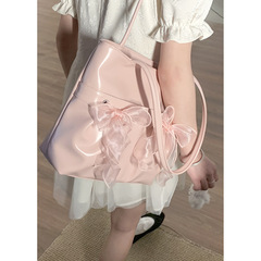 ins慵懶風甜美蝴蝶結2024大包包女韓版大容量托特包學院風單肩包