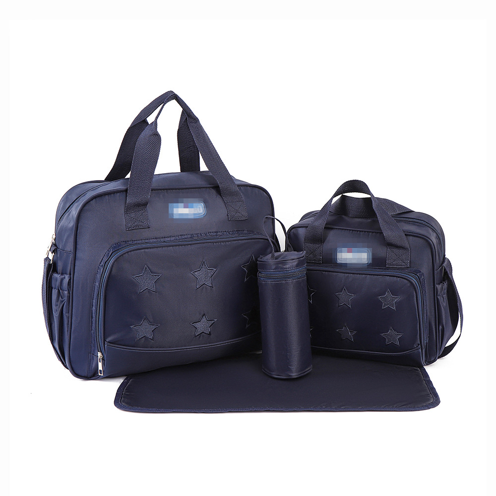 Conjunto de Cinco Piezas de Bolsa Maternal Acolchada con Diseño de Cuadros, Bolsa Maternal Multifuncional de Gran Capacidad para Guardar Pañales, de Hombro o Cruzada