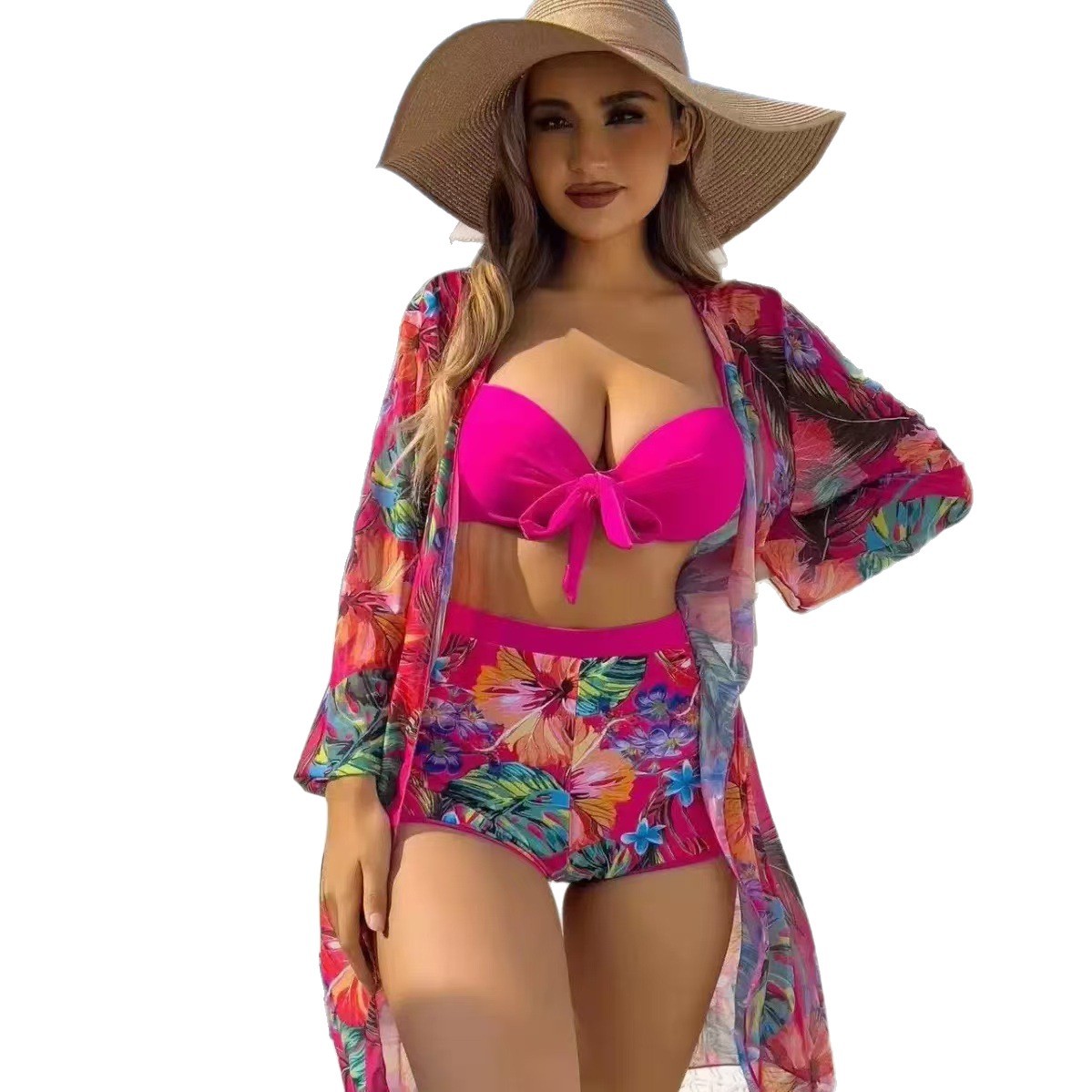 Abbigliamento donna, bikini a tre pezzi, copricostume sexy a maniche lunghe, abbigliamento donna, pronto per la spiaggia e la piscina_voghion.com