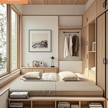 梦馨榻榻米床衣柜一体原木卧室储物收纳柜子定 制整体地台默认项