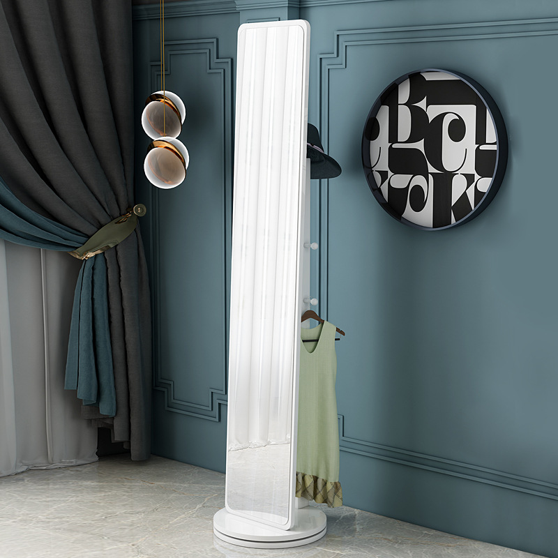 Espejo de cuerpo entero, espejo de piso para vestir, espejo de probador de dormitorio doméstico para niñas, espejo grande tridimensional móvil giratorio de viento