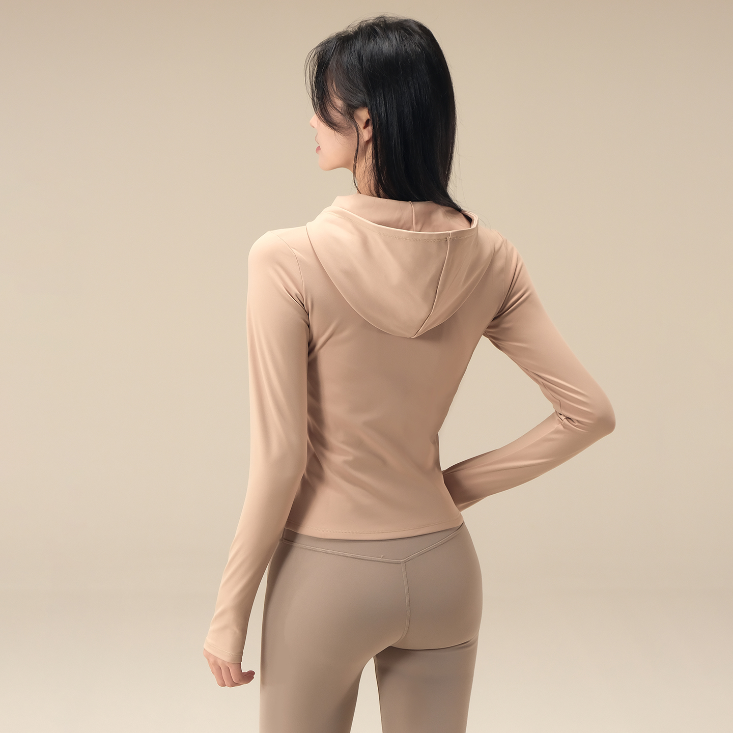 Autumn and Winter Yoga Clothing Hooded Jacket for Women, Fleece-Lined, Temperature-Locking, Warm, Pilates, Autumn Outdoor Sports Fitness Top