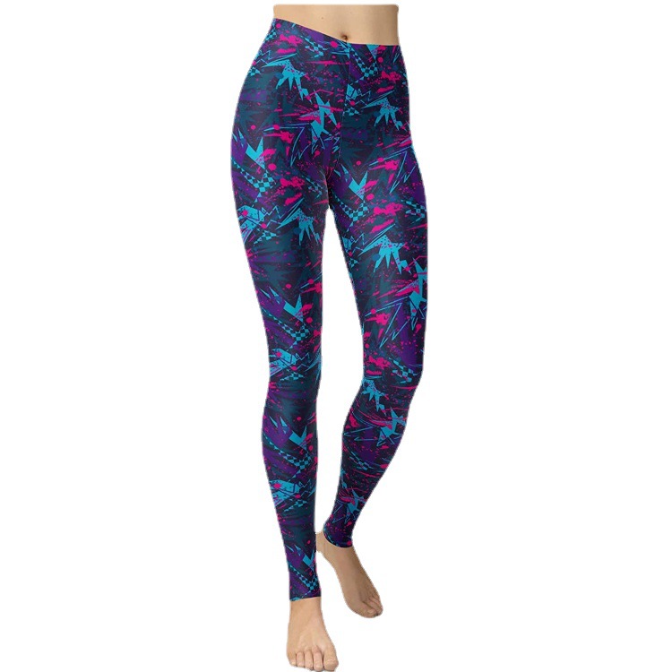 Abbigliamento da donna multicolore stampato slim fit fianchi sollevamento snellente grandi dimensioni corsa yoga fitness leggings_voghion.com