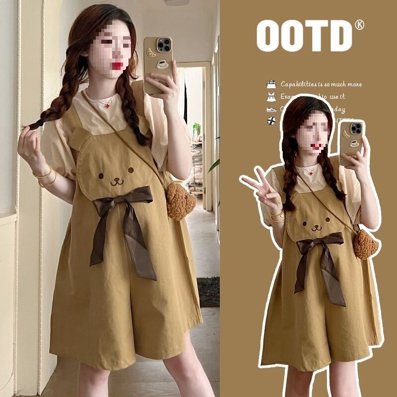 Cute Maternity Wear, New Summer Style, Korean Style, Sweet, Fresh and Stylish Short-Sleeved T-Shirt for Going Out, Hot Mom Overalls for Summer Cute Maternity Wear, New Summer Style, Korean Style, Sweet, Fresh and Stylish Short-Sleeved T-Shirt for Going Out, Hot Mom Overalls for Summer