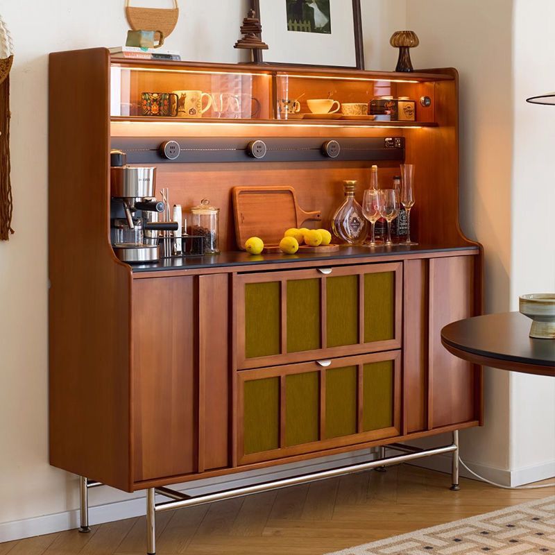 Nordic Solid Wood Mid-Century Style Sideboard Retro Sideboard Cupboard Living Room Storage Cabinet Display Cabinet Tea and Wine Cabinet