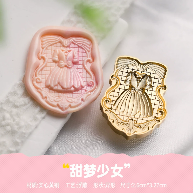 New product relief lacquer seal, copper head girl mind series literary cute girl Zhang head wholesale