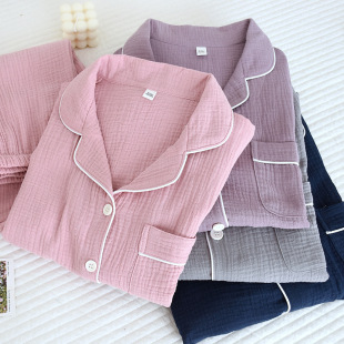 [Cross-border exclusive] Spring and Autumn New Long Sleeve Pajamas Women's Cotton Loose plus size Cardigan Home Clothes suit