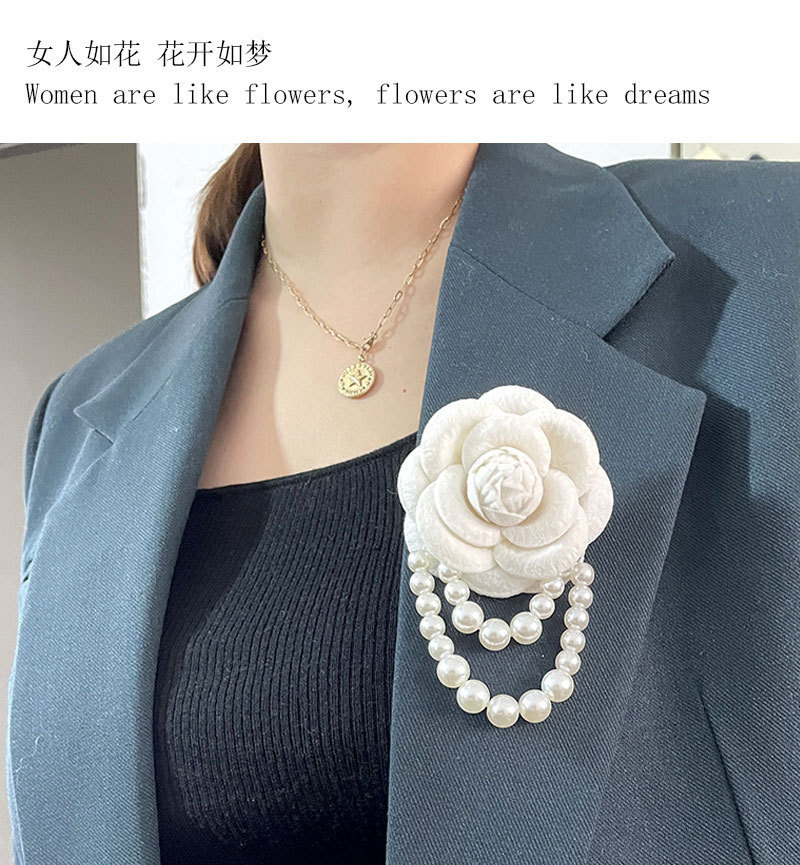 F039 vintage Camelia ramillete pulsera abrigo vestido pin accesorios Chanel estilo perla broche pulsera de doble uso