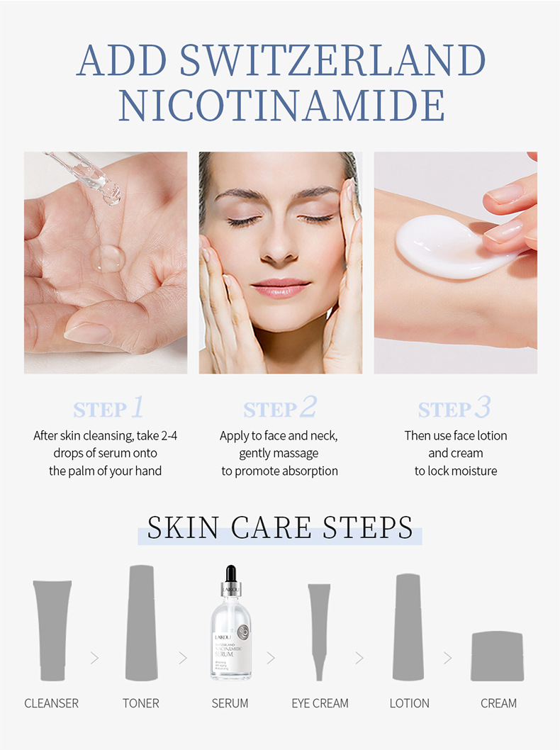 Laikou Swiss Niacinamide Essence 100ml Brightening Skin Tone Hydrating and Moisturizing Essence Skin Care Product Cross-border manufacturer undefined