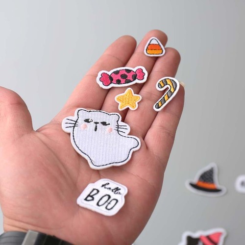 Yixiu embroidery cloth patch computer embroidered chapter Halloween dark cartoon kitten pumpkin clothes decoration patch patch cloth