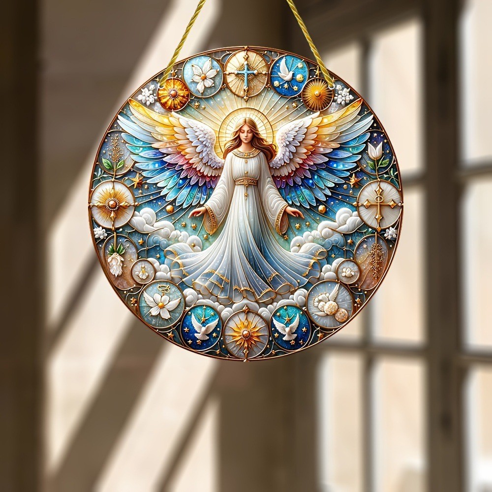 Decoración creativa transfronteriza acrílica disco plano colgar princesa de cuento de hadas belleza figura de captura de sol ventana decoración porche