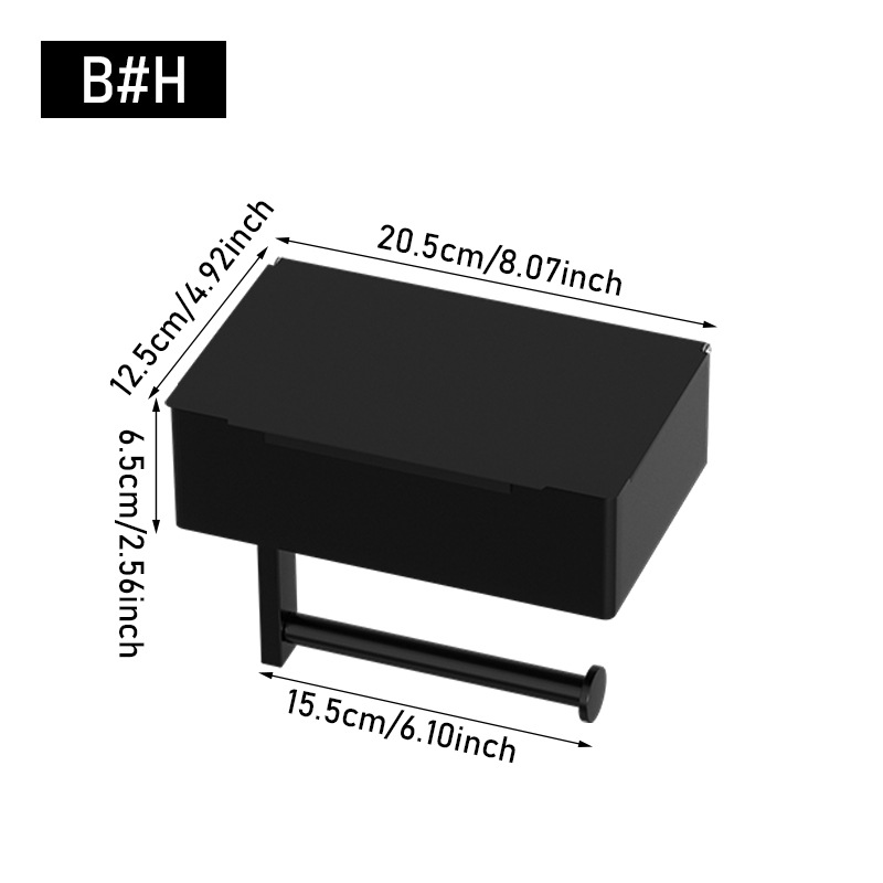 Transfronterizo Amazon caja de pañuelos de acero inoxidable negro titular de teléfono móvil baño Baño montado en la pared titular de rollo de tejido