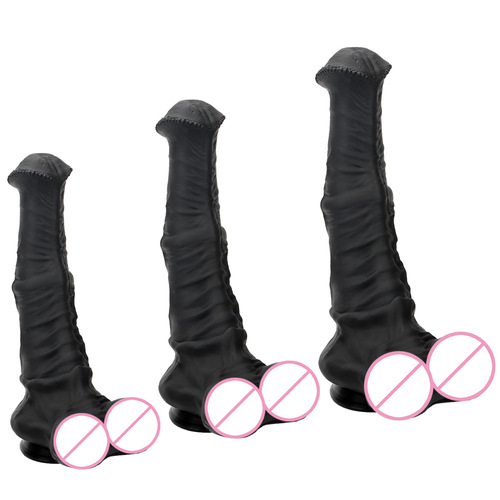 Black horse penis for men and women, extra large anal plug, anal plug, masturbation device, simulated penis, silicone soft anal expander