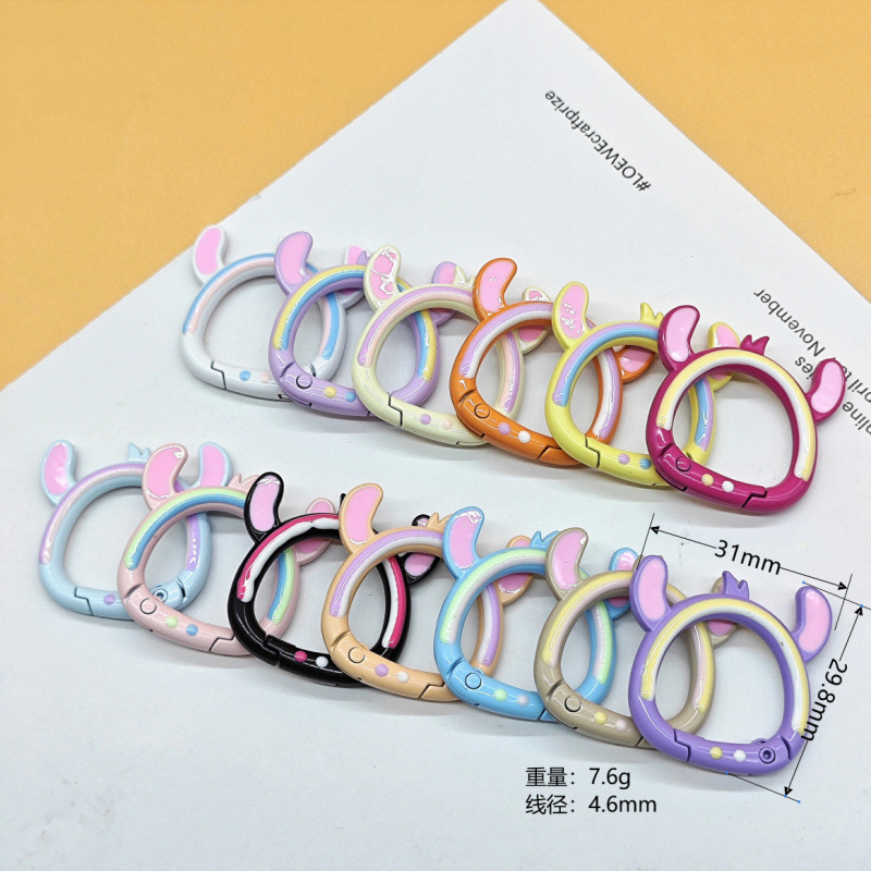 スプリングリングキャンディーカラースプリングバックルアクセサリーカラフルな愛ペイントブックリングカードリングキーホルダーオープン diy ジュエリー|undefined