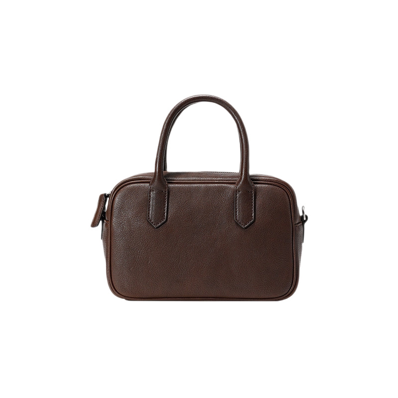 Qiu Zhen Wide Bowling Bag Vegetable Tanned Sheepskin Retro Commuter Shoulder Crossbody Bag Genuine Leather Small Square Handbag For Women - Thumbnail 5