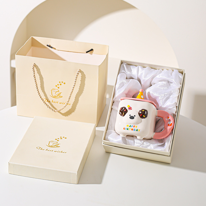 Caricatura encantadora, taza de animales, regalo de cumpleaños, taza de cerámica, taza de desayuno de leche casera