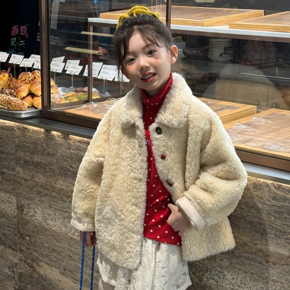 与寻童装女童外套2025秋冬新款羊羔毛外套韩系温柔风穿搭洋气潮童